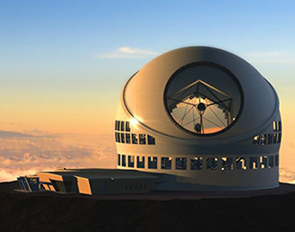 TMT Dome and Mirror at Sunset, Mauna Kea