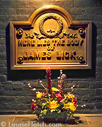 Bronze plaque marking James Lick's grave