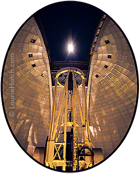 Lick Observatory's Shane telescope from inside the dome